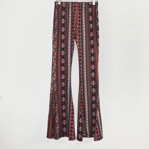 Daisy Del Sol Boho Flare Pants – Size M, Hamsa Print, Festival Bell Bottoms